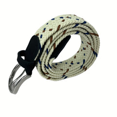 Casual Beige Square Plaited Belt Men's Canvas Woven Belt