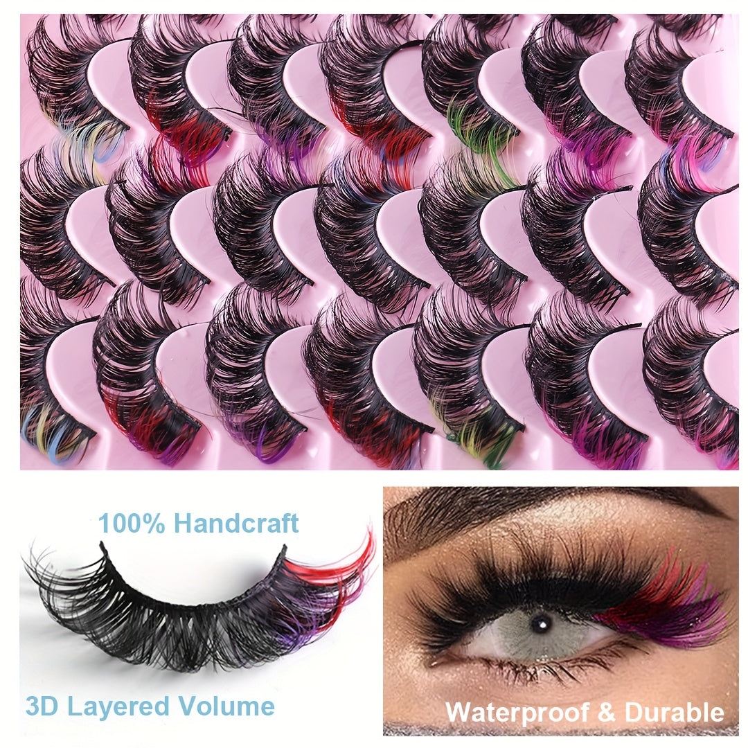 14 Pairs Layer Thick D Curling False Eyelashes Colorful and Natural Looking