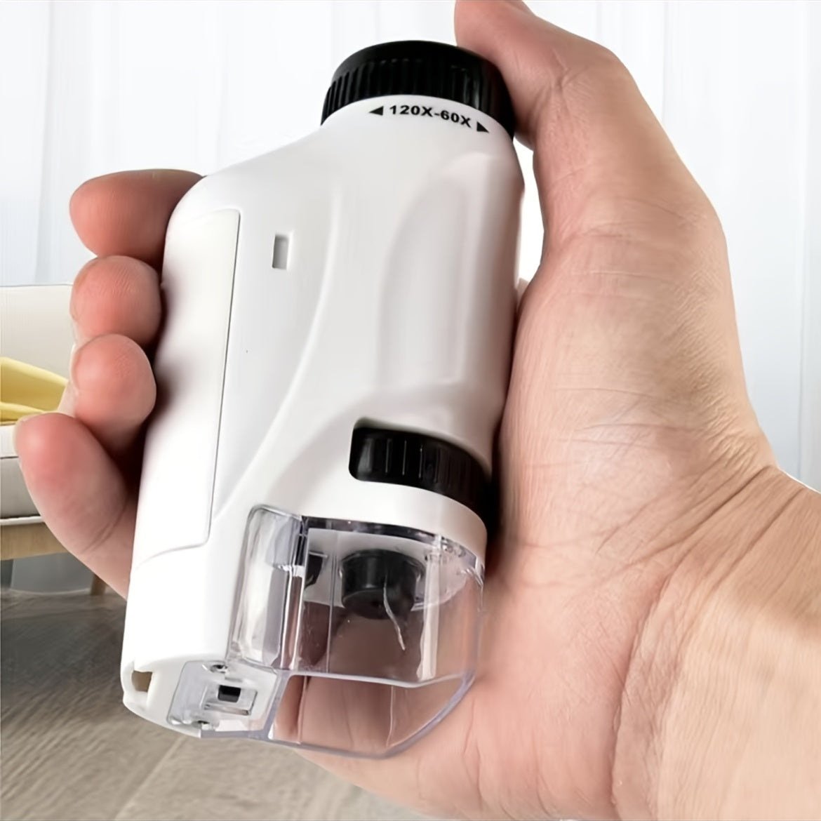 Kids Portable Handheld Pocket Microscope Toy LED Light 60X 120X