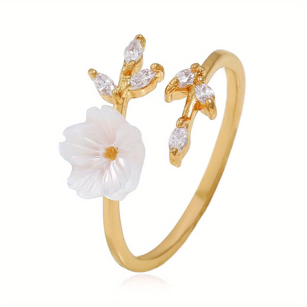 Flower Leaf Ring Wedding Engagement Party Jewelry Gift