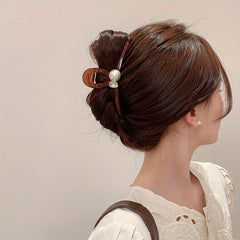 Faux Pearl Rhinestone Hair Claw Female Headwear Shark Claw Hair Accessory