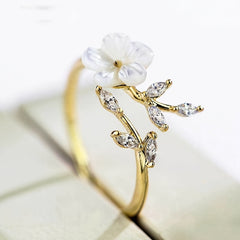 Flower Leaf Ring Wedding Engagement Party Jewelry Gift