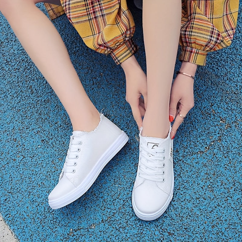 Women's Flat Canvas Shoes Low Top Lace Up Sneakers