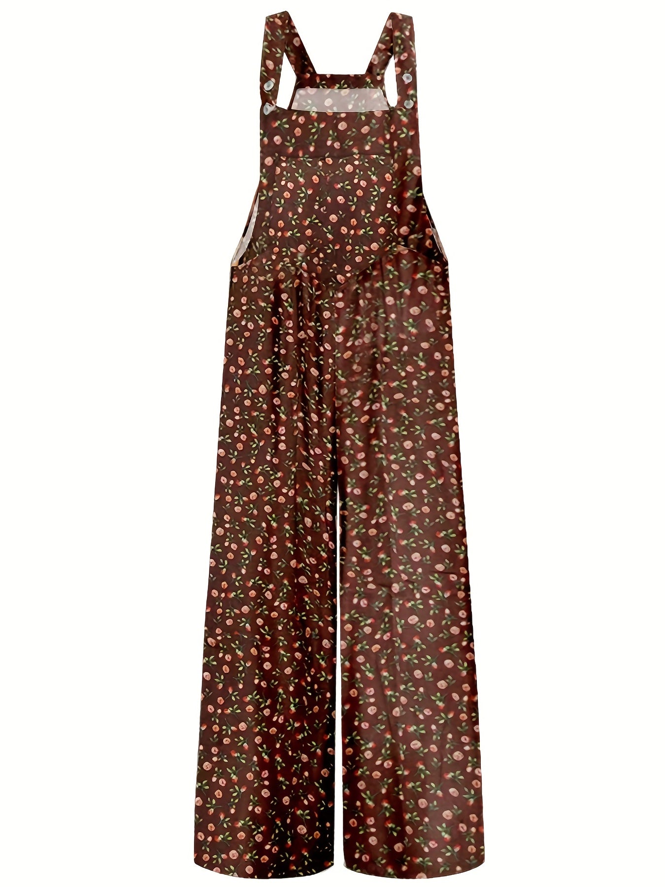 Floral Print Dual Pocket Overall Jumpsuit