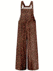 Floral Print Dual Pocket Overall Jumpsuit