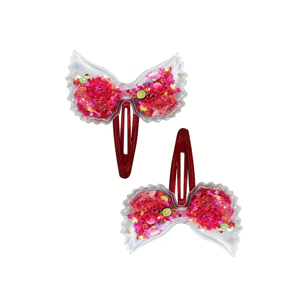 2pcs Colorful Wing Hair Clips Sequin Snap Hair Accessories For Kids