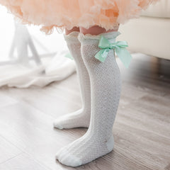 Baby Girls Knit Bow Knee High Socks for Spring and Summer