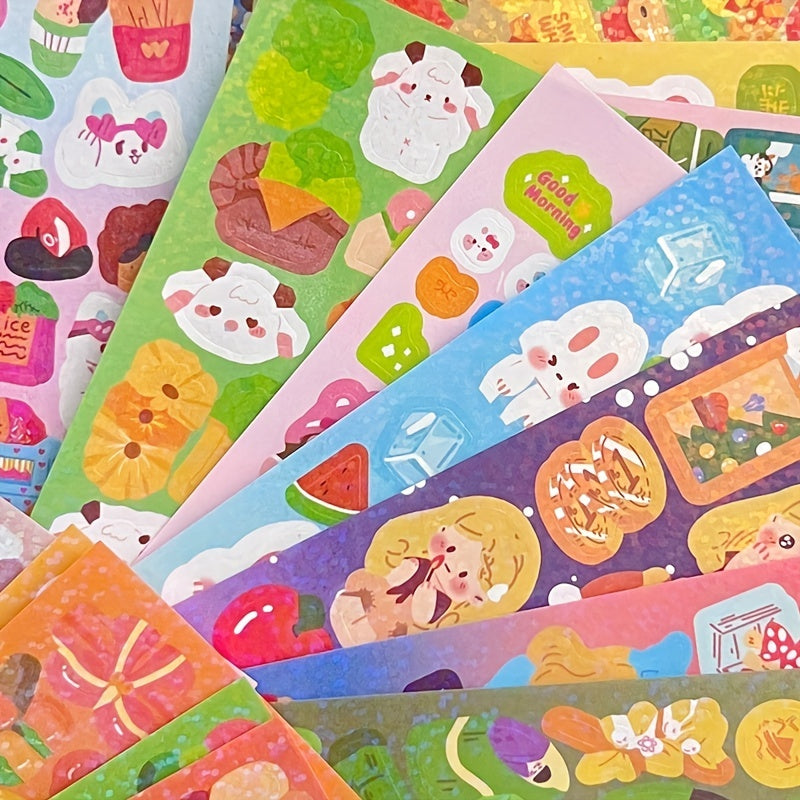 100pcs Random Laser Card Stickers Creative Diy Cartoon Stickers