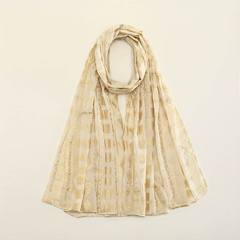 Hot Stamping Chiffon Scarf Classic Hijab Solid Shawl Windproof Head Wrap