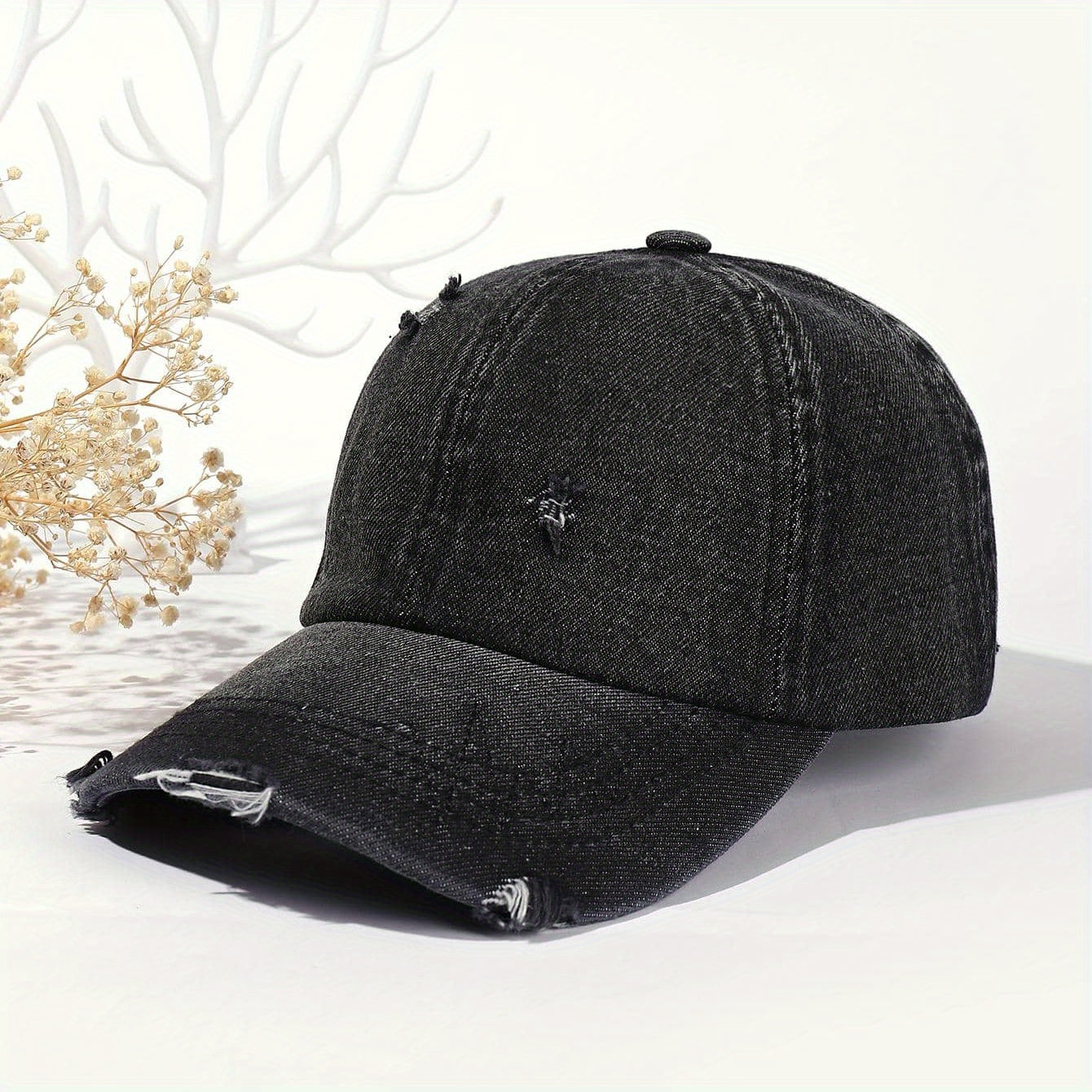 Distressed Ripped Baseball Cap Vintage Adjustable Dad Hat Casual Sun Hat