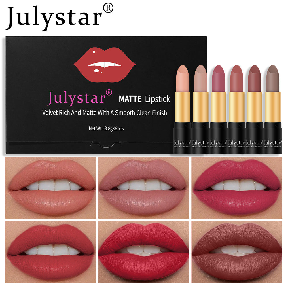 6pcs Lipstick Set Matte Finish Lipstick Set 3 8g 6pcs