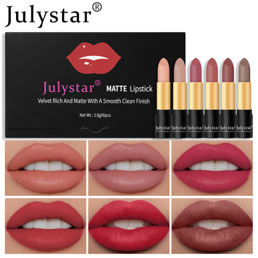 6pcs Lipstick Set Matte Finish Lipstick Set 3 8g 6pcs