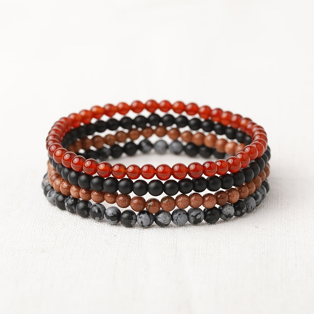 4mm Natural Stone Energy Bracelet Stackable Yoga Healing Beaded Bracelet Gift