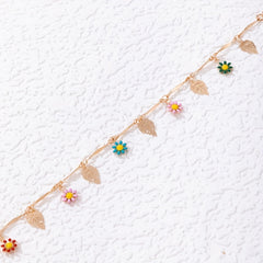 Colorful Oil Flower Tassel Anklet Boho Style Bracelet