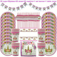 82pcs Unicorn Party Supplies Tableware Set Birthday Party Decoration