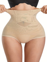 Mesh Contrast Shaping Panties High Waist Tummy Control Slimming Panties