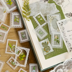 30pcs Lace Stickers Retro Stylistic Journal Diary Frame Collage Decoration