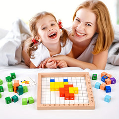 Wooden Counting Blocks Set Number Puzzle Cubes Educational Toy