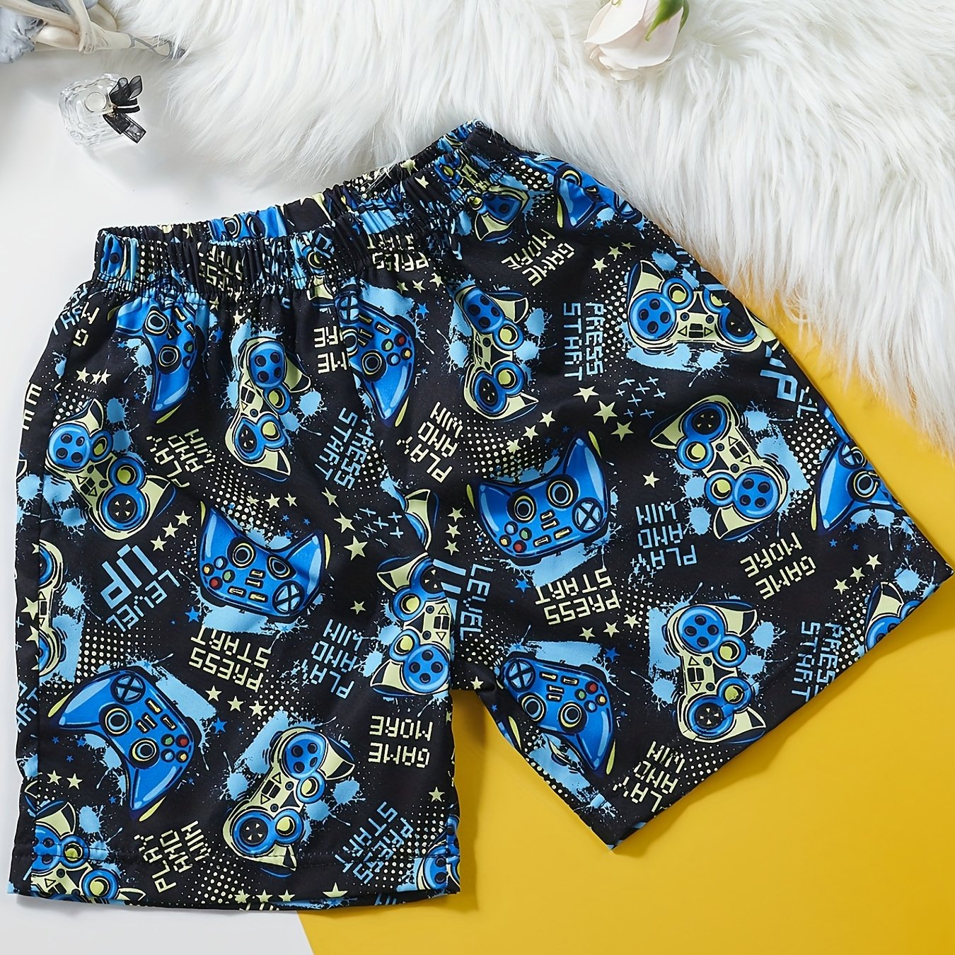 Boys Gamepad Print Shorts Comfortable Summer Clothes