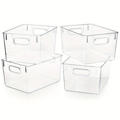 Clear Plastic Food Storage Bins With Handles for Refrigerators Freezers Cabinets