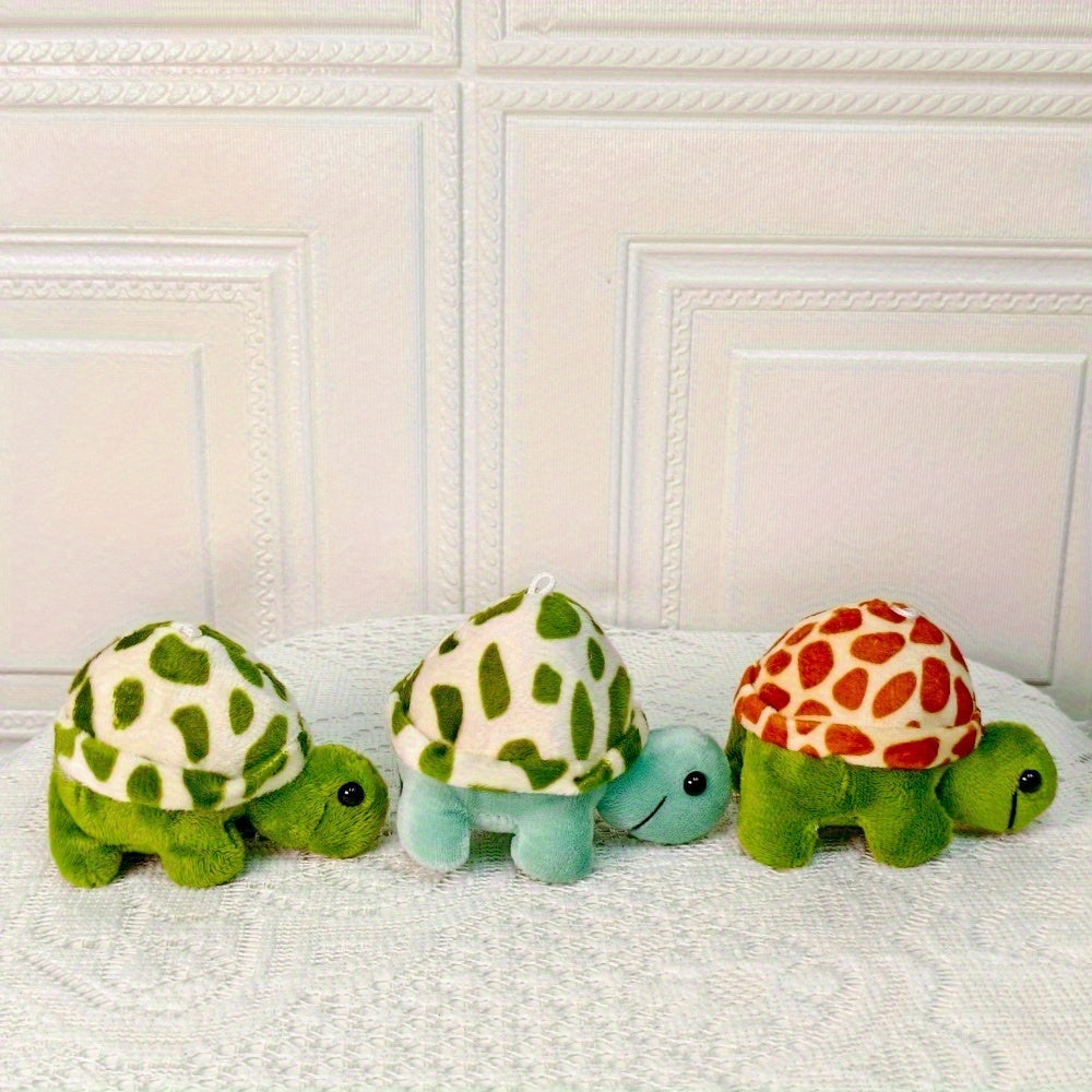 Cute Plush Tortoise Keychain Soft Green Shell Orange Patterns Backpack Accessory