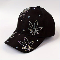 Leaf Pattern Baseball Cap Hat Rhinestone Dad Hat