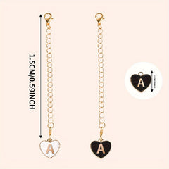 2pcs Initial Letter Cup Handle Charms Heart Shape Identification Pendants
