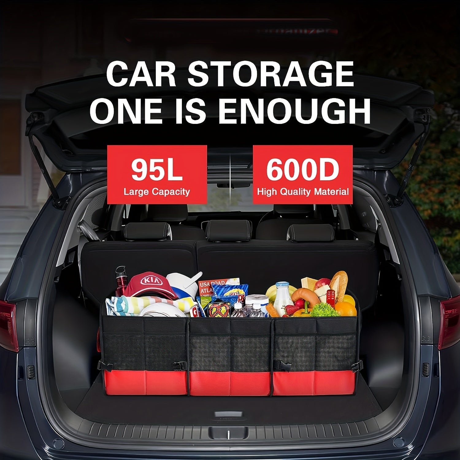 Large Trunk Organizer For Car Collapsible Compartment Car Trunk Organizer