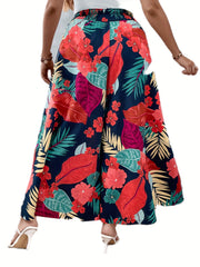  Tropical Print Wide Leg Trousers