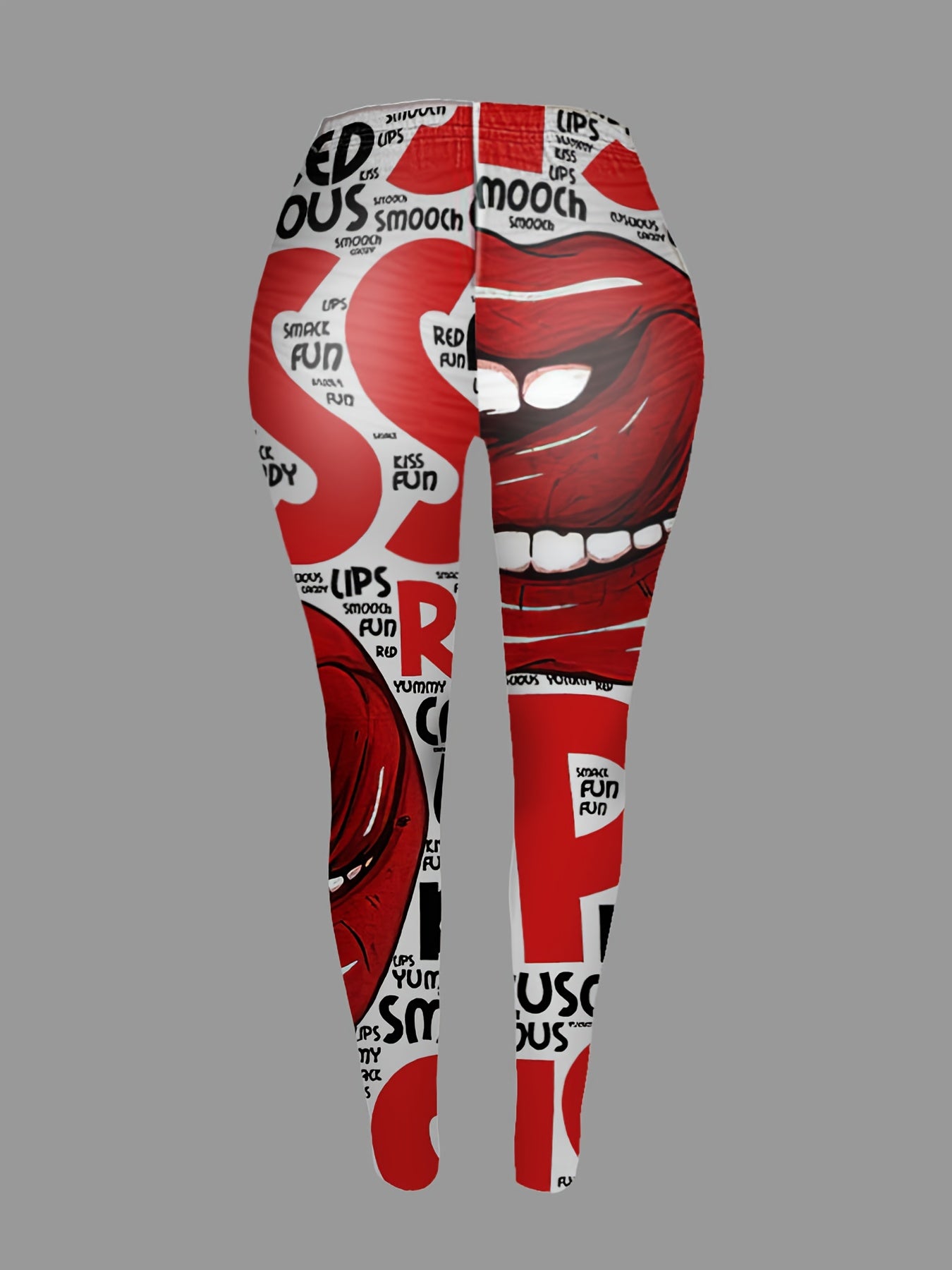  Lip & Letter Print High Rise Leggings