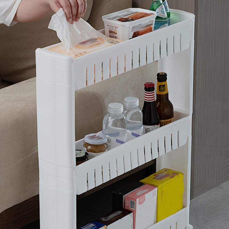 1pc Slot Pulley Storage Rack Multifunctional Plastic Storage Rack