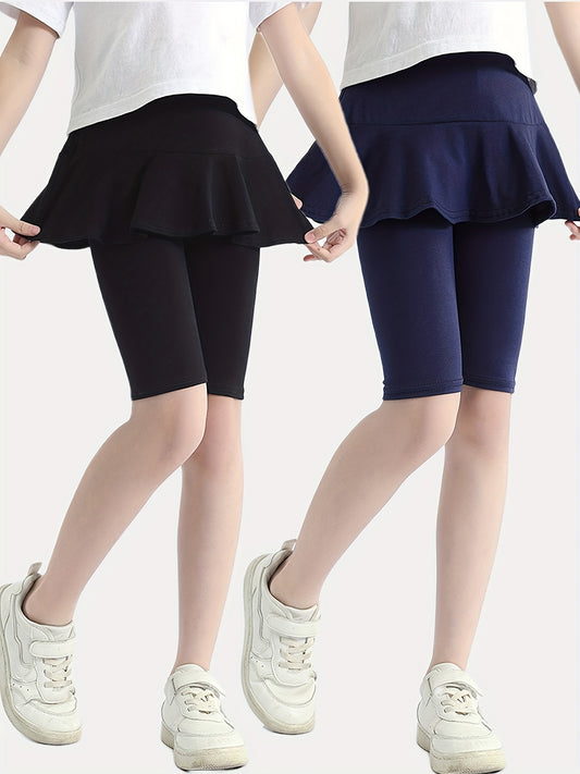 Girls Bike Shorts With Mini Skirt Dance Shorts