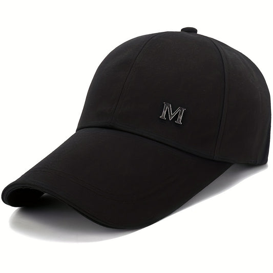 Men's Plain Long Bill Snapback Cap UV Protection Baseball Cap