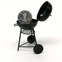 Mini Metal BBQ Grill Model Dollhouse Accessory with Realistic Detailing