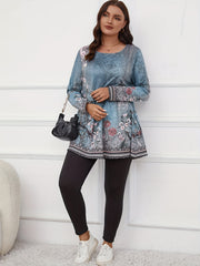 Plus Size Floral & Geometric Print Tunic Top & Leggings Set