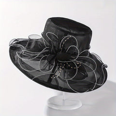 Sparkle Mesh Flower Bucket Hat Lightweight Sunscreen Basin Hat