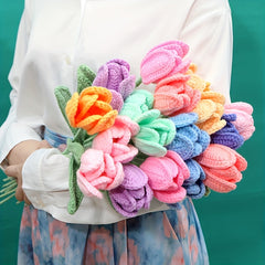 1pc Crochet Wool Eternal Flower Tulip Gift Handicrafts
