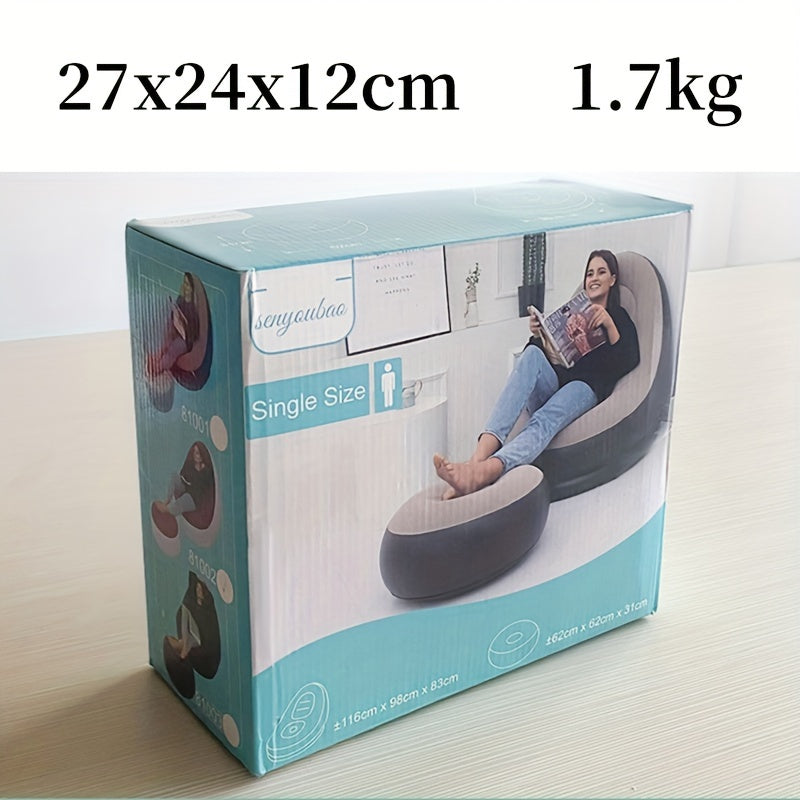 Brown Inflatable Sofa with Footstool for Living Room