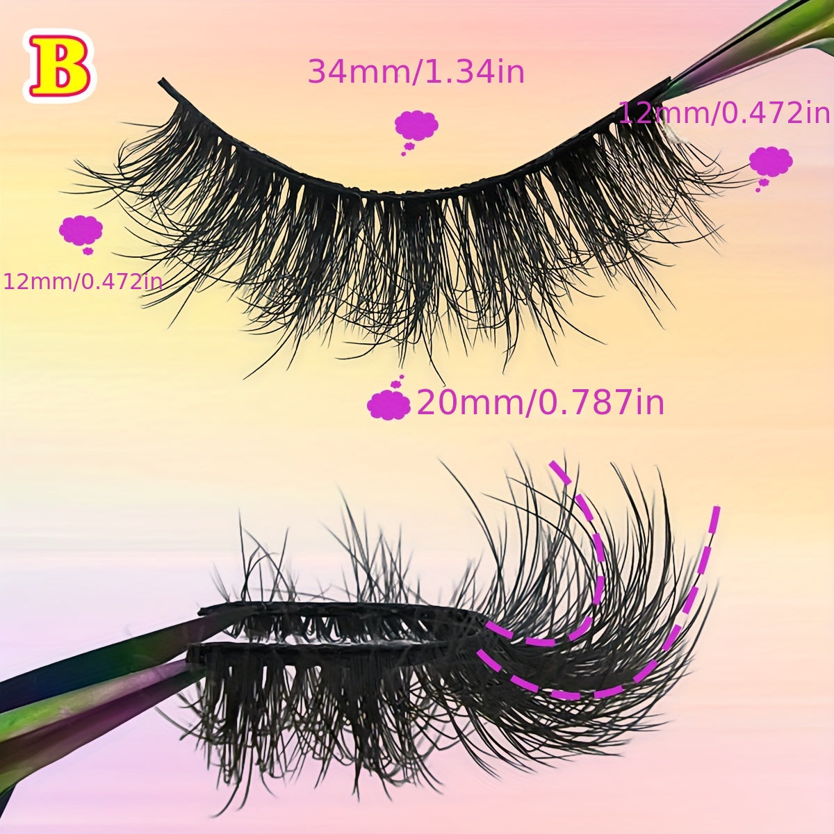 Cat Eye Look Full False Eyelashes 20mm Faux Mink Lashes Fluffy Eye End