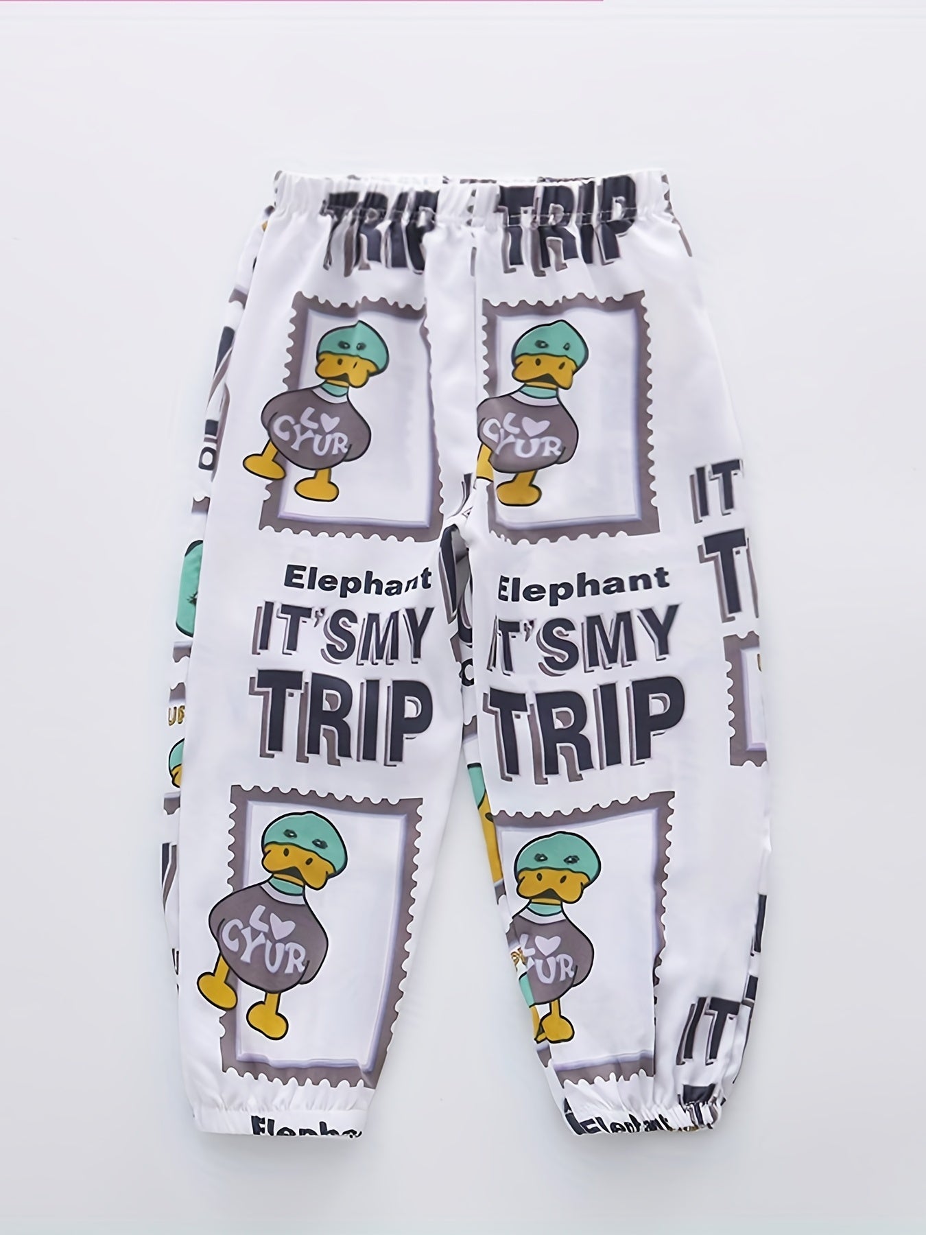 Boys Duck Graphic Print Pants for Spring Summer