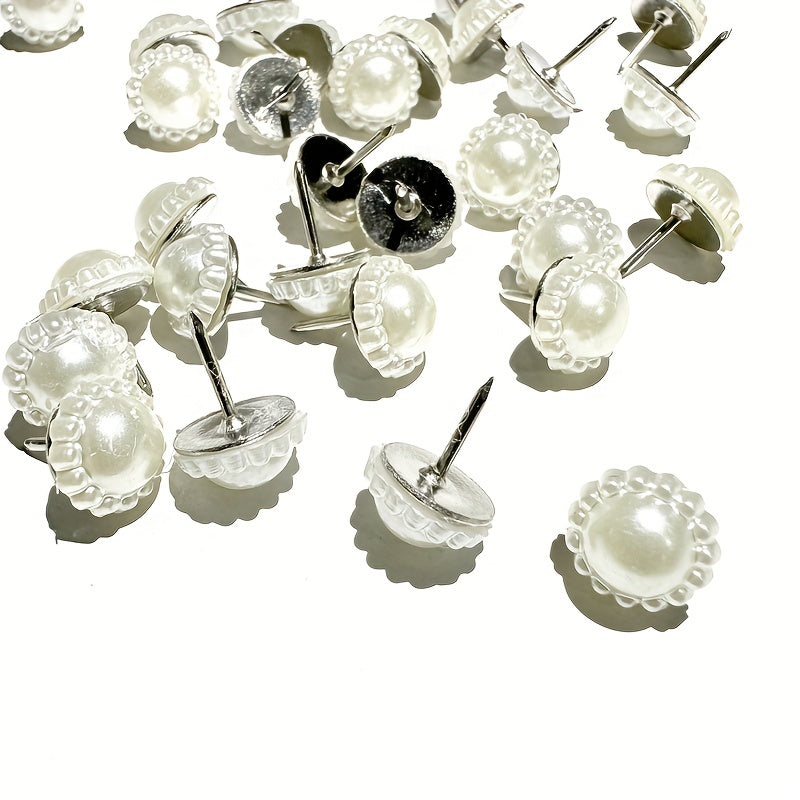 30pcs Pearl Pattern Sun Flower Thumb Nails for Decorative Furniture and Wall