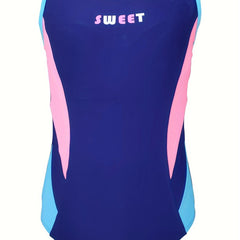Girls Splicing SWEET Print Sleeveless 1 piece Swimwear Summer Clothes