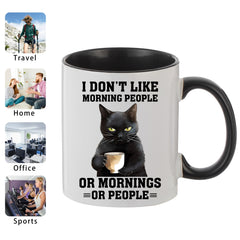 1pc Cat Pattern Ceramic Cup 11oz Wide Mouth Coffee Cup