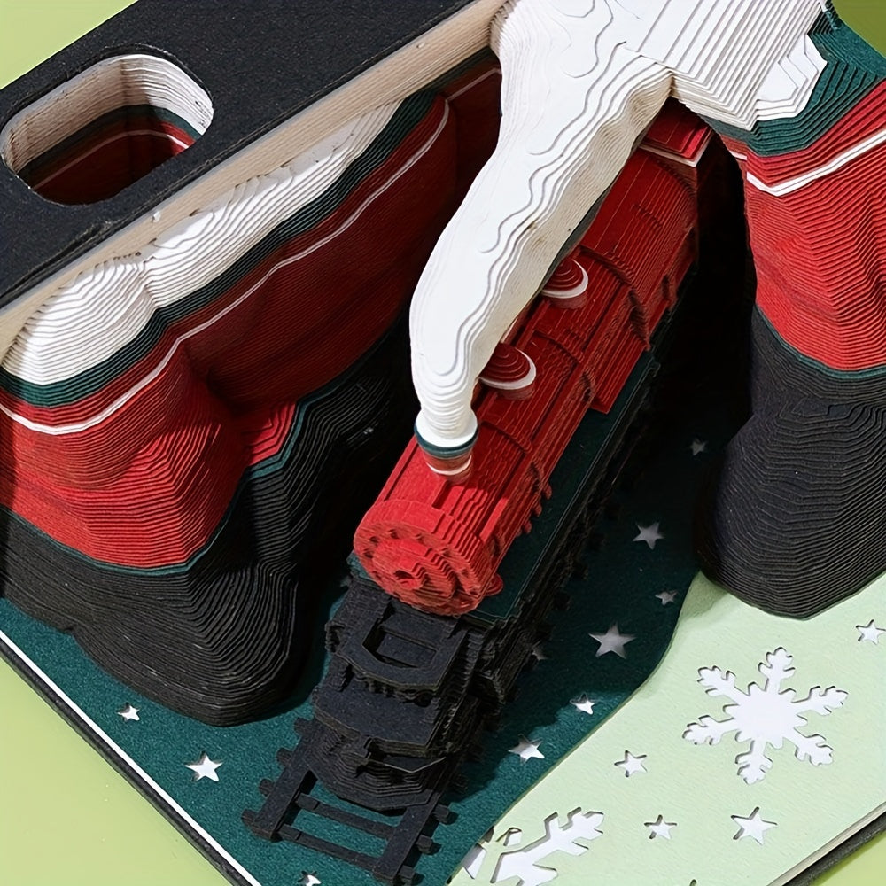 Christmas 3D Desk Notepad DIY Train Memo Pad Paper Art
