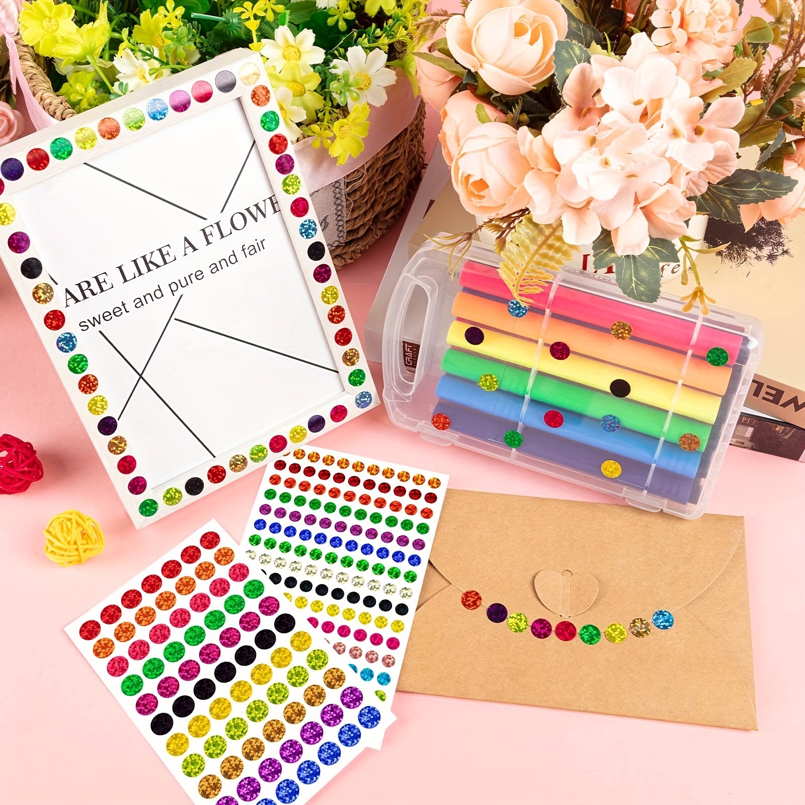 2530pcs Glitter Circle Dot Stickers for Colorful Labeling