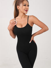 Tummy Control Yoga Jumpsuit Slim Fit Crew Neck Yoga Bodysuit