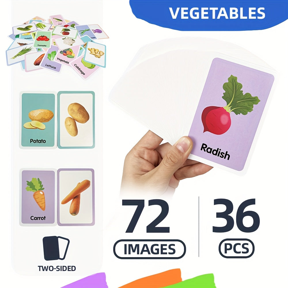 36 Vocabulary Cards Vegetable & Alphabet Word Matching Learning Set