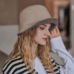 Women's Wool Fisherman Hat Solid Winter Warm