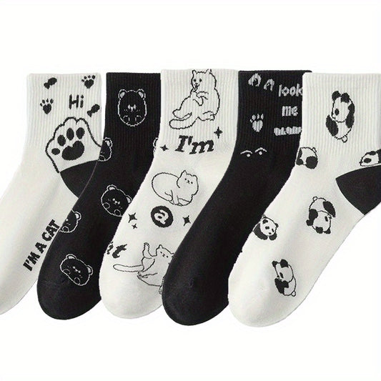 5 Pairs Girls Cartoon Animal Socks Cotton Crew Children s Socks