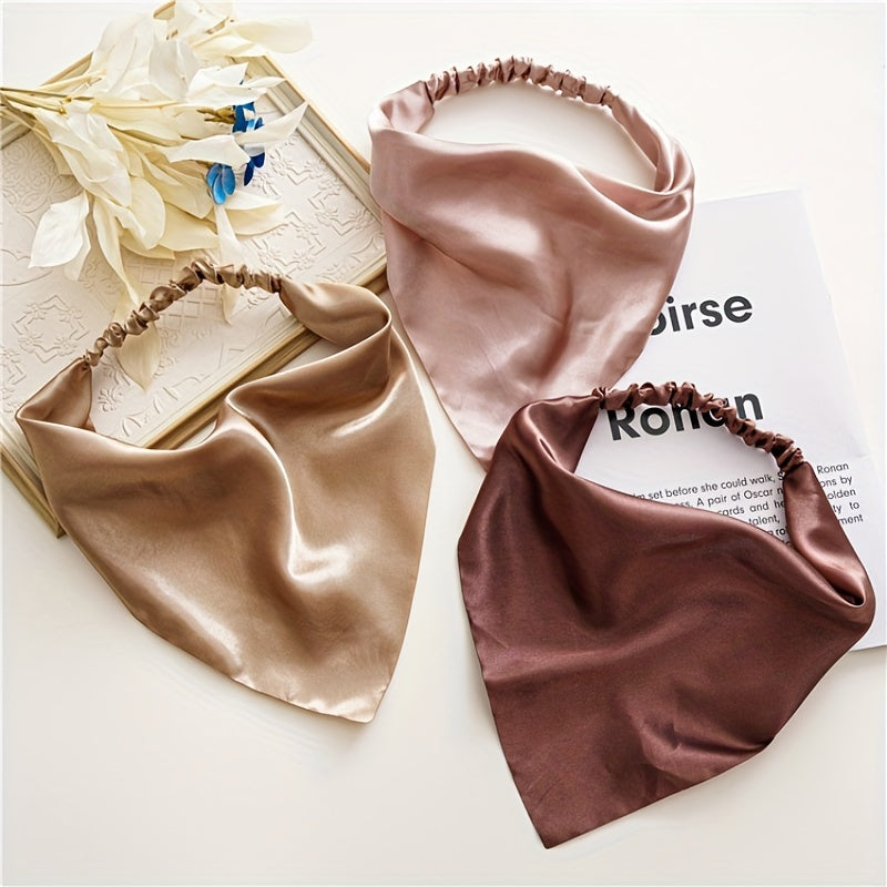Solid Fabric Headscarf Women's Hair Band Triangle Scarf Headband